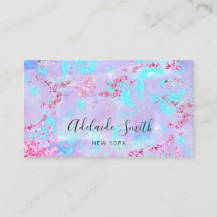 faux glitter on faux iridescent purple opal business card