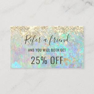 faux glitter opal background referral card