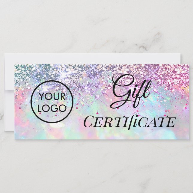 faux glitter opal logo gift certificate (Front)