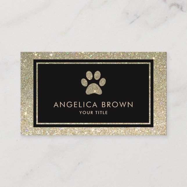 Faux Glitter Paw Print Business Card (Front)