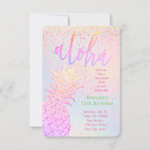 faux glitter pineapple decor birthday invitation