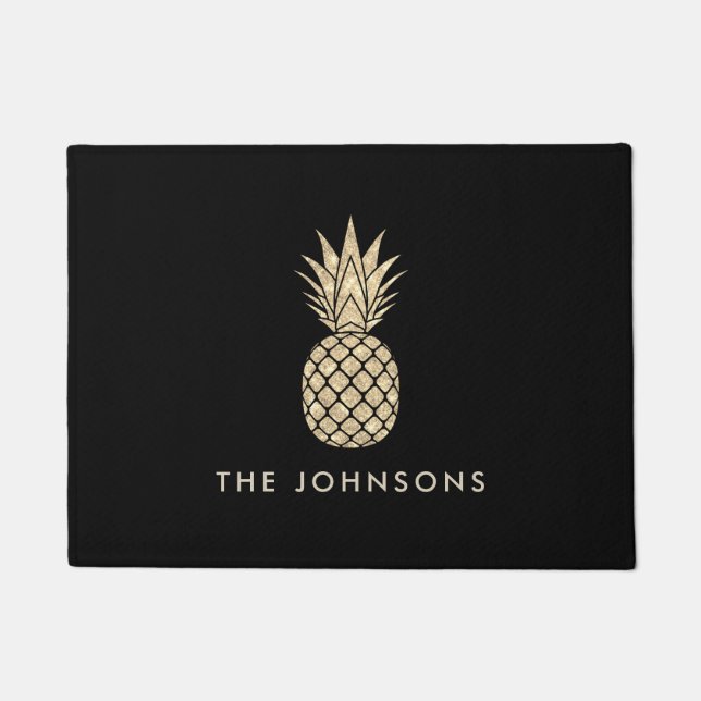 Faux Glitter Pineapple Doormat (Front)