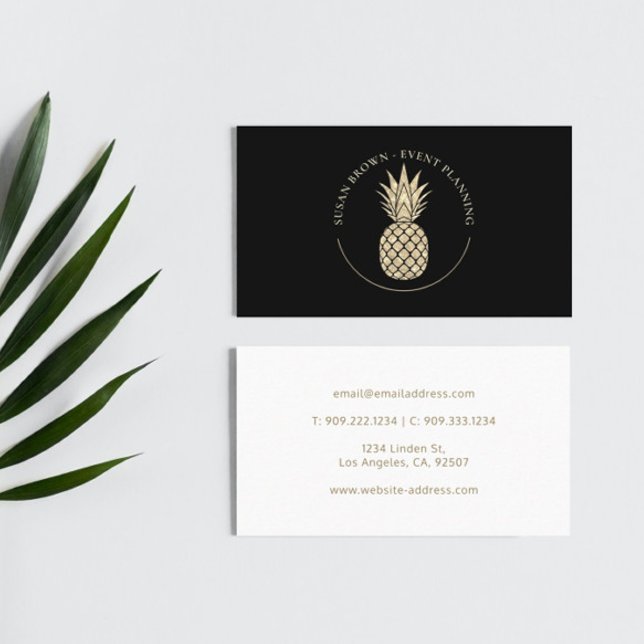Faux Glitter Pineapple Logo Business Card (Creator Uploaded)