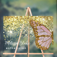 faux glitter pink butterfly