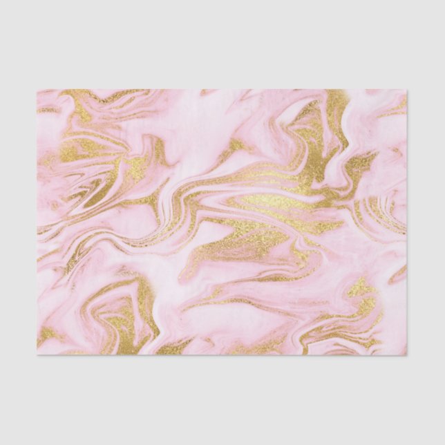 faux glitter pink fluid marble stone texture tissue paper (Front)