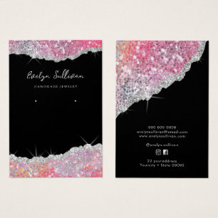 Faux glitter pink jewellery display card