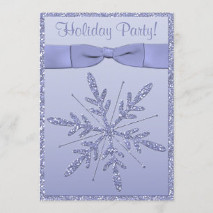 FAUX Glitter Purple Snowflake Holiday Party Invite
