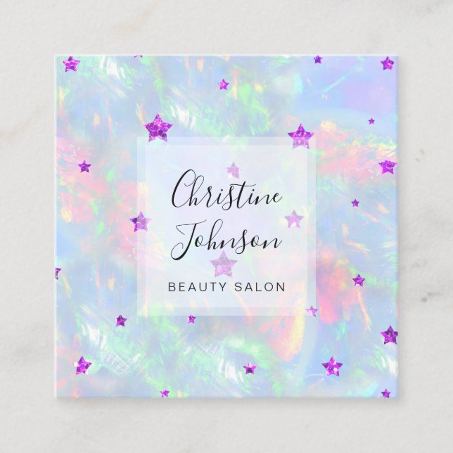 FAUX glitter purple stars Square Business Card (Front)