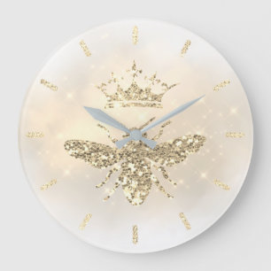 faux glitter queen bee design large clock