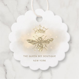 faux glitter queen bee favour tags