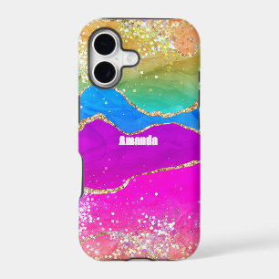 Faux Glitter Rainbow Agate