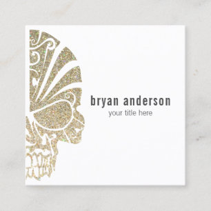 Faux Glitter Skull Tattoo Artist Business Card