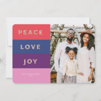 Faux Glitter Striped Jewel Tone Christmas Card