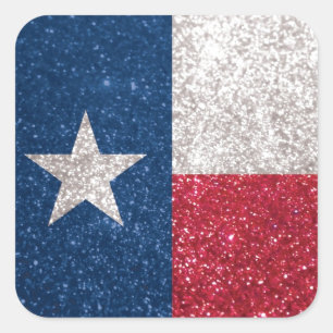 Faux Glitter Texas flag Square Sticker