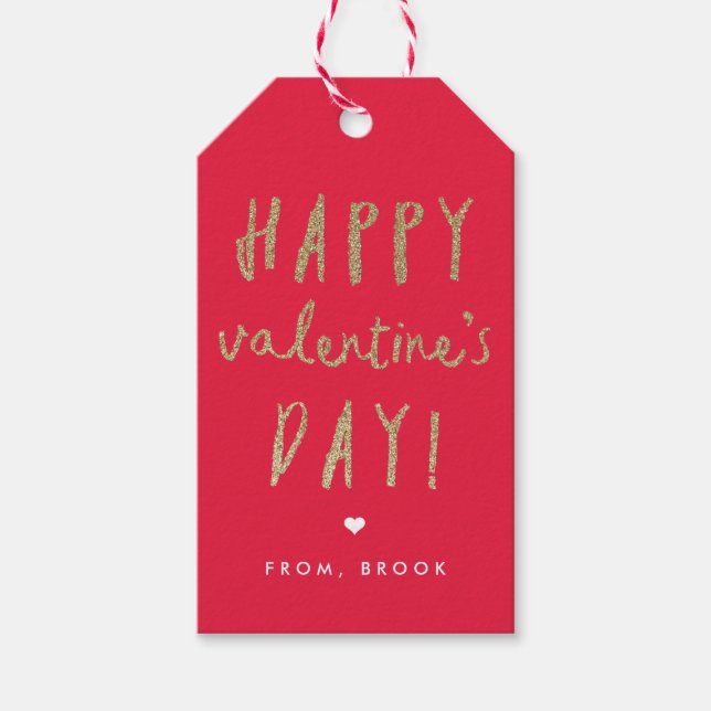 Faux glitter Valentines Day Gift tags (Front)