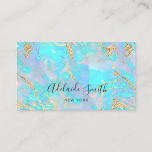 faux glitter veins FAUX holographic opal Business Card