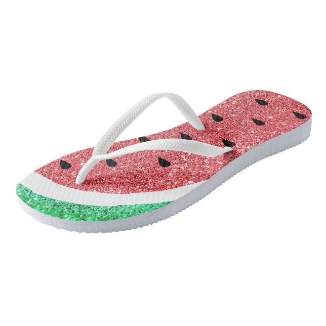 faux glitter watermelon slice jandals (Angled)