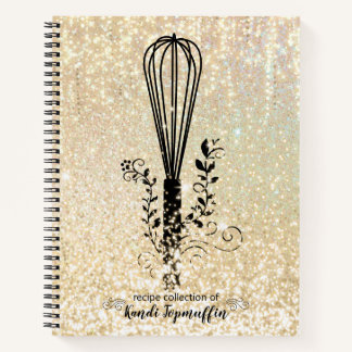 Faux glitter whisk personalised recipe cookbook notebook