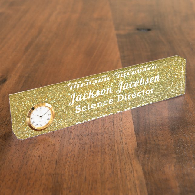 Faux Glittery Gold Science Nameplate (Side)