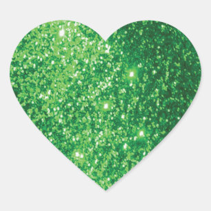 Faux Glittery Green Heart Sticker