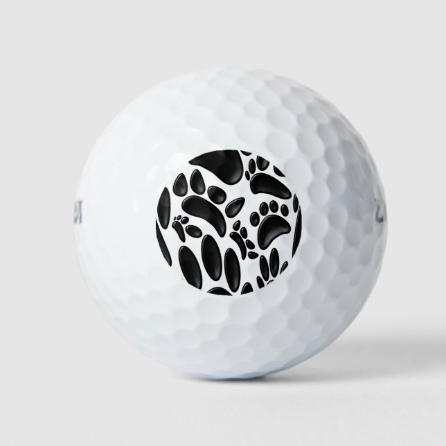 Faux Glossy 3D Abstract Dog Pawprint Golf Balls (Front)