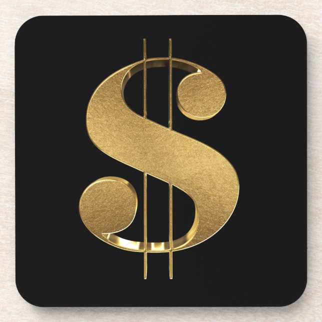 Faux Gold 3D Dollar Sign Coaster (Front)