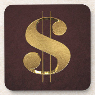 Faux Gold 3D Dollar Sign Coaster