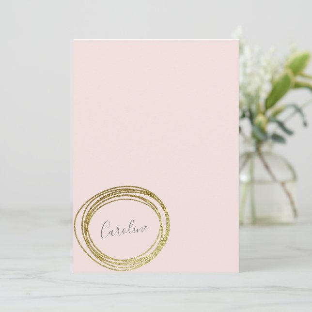 Faux Gold Abstract Circle Design Script Name Card (Standing Front)