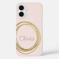 Faux Gold Abstract Circle Design with Name