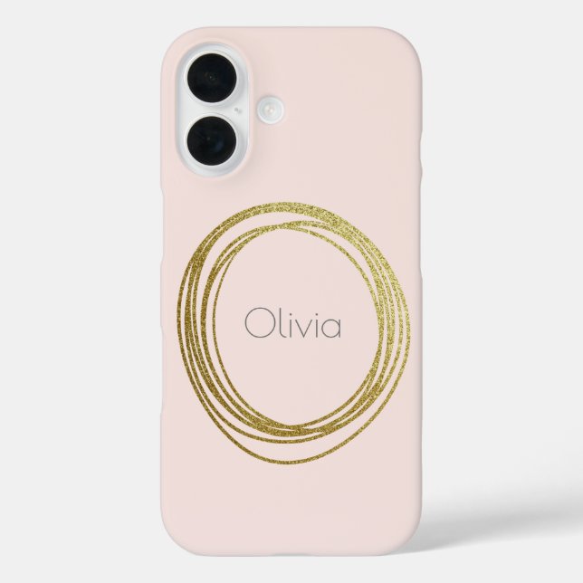 Faux Gold Abstract Circle Design with Name Case-Mate iPhone Case (Back)