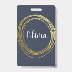 Faux Gold Abstract Circle Design with Name ID Badge