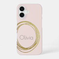Faux Gold Abstract Circle Design with Name