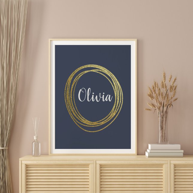 Faux Gold Abstract Circle Design with Name Poster (Creator Uploaded)