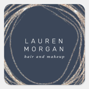 faux gold abstract logo modern monogram square sticker