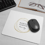 Faux Gold Abstract Logo Mouse Pad<br><div class="desc">Chic personalised mousepad displays your business name or choice of custom text in black,  inside a faux gold foil abstract circle element on a white background.</div>