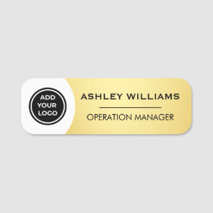 Faux Gold Add Logo Employee Staff Name Tag