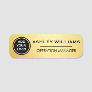 Faux Gold Add Logo Employee Staff Name Tag