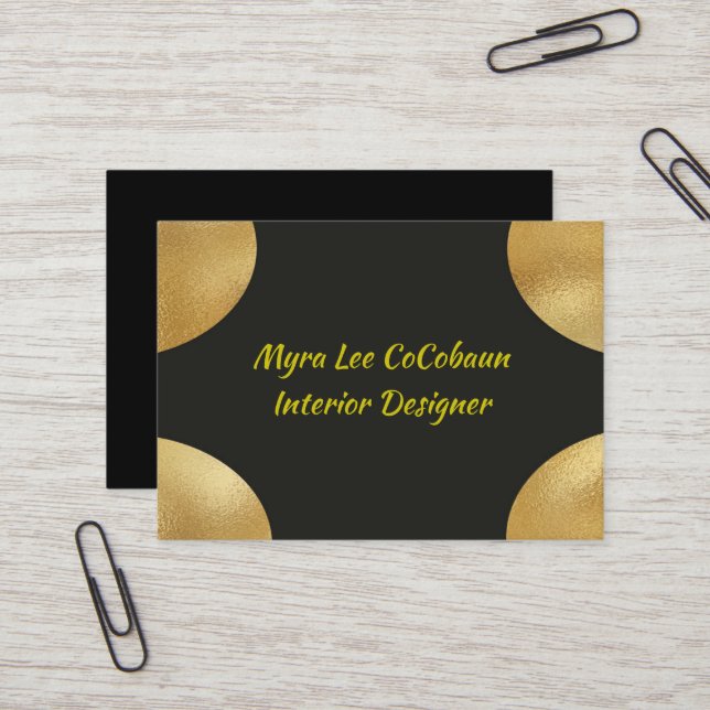 Faux Gold and Black Business Card (Front/Back In Situ)