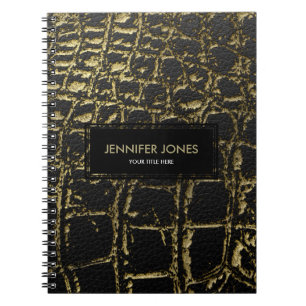 Faux Gold and black Crocodile /Snake Skin Notebook