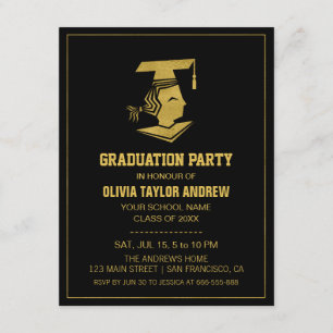 Faux Gold and Black Graduation Party Invitation