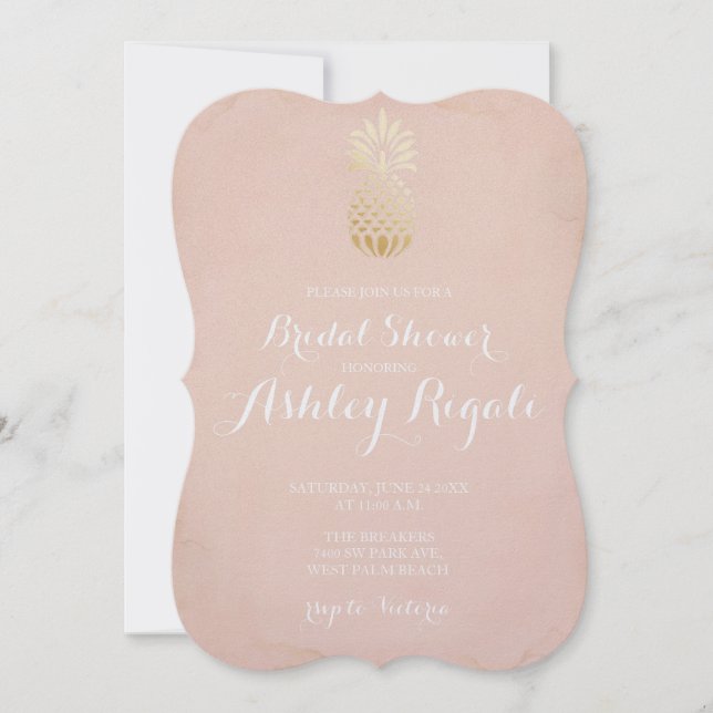 Faux Gold and Blush Bridal or Baby Shower Invite (Front)