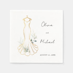 Faux Gold and Greenery Wedding Dress Napkins
