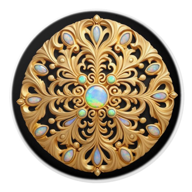 Faux Gold and Opal Ceramic Knob (Front)