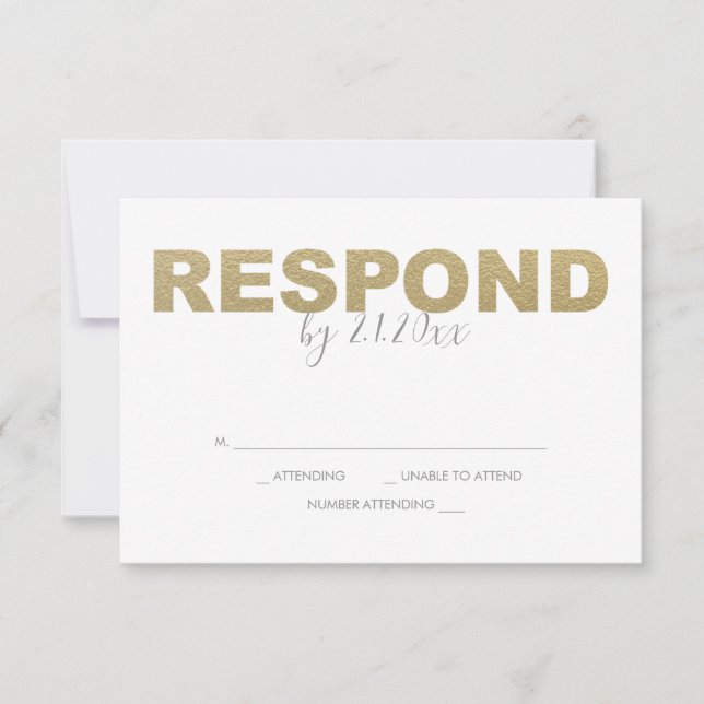Faux Gold and Pink Reply RSVP Cards (Front)