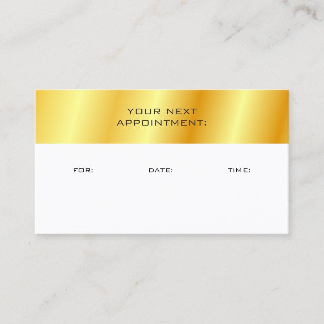 Faux Gold And White Appointment Reminder Template Card (Front)