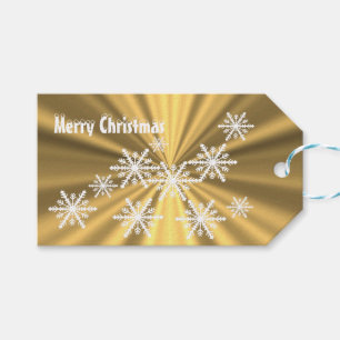 Faux gold and white winter snowflakes gift tags