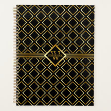 Faux Gold Axis Monogram – Black & Gold