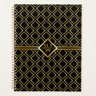 Faux Gold Axis Monogram – Black & Gold Planner