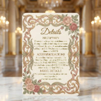 Faux Gold Baroque Scrollwork Blush Floral