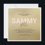 Faux Gold Bat Mitzvah xoxo Invitation<br><div class="desc">This square bat mitzvah party invitation features your name set in a bold modern font with with your middle name in trendy handwritten script typography over a faux gold background. The invite card reverses to a complimentary hand lettered xo xo design. A cute yet simple choice for your girl's stylish...</div>